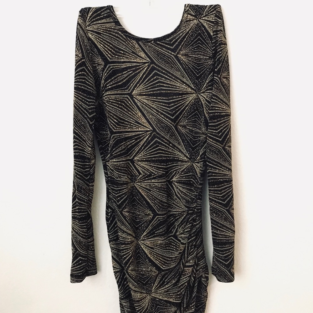 Black & Gold Glitter Mini Party Dress Bodycon